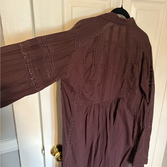 We The Free Free People Victorian Buttondown Top - Size S - Deep Eggplant Purple - Picture 9 of 11